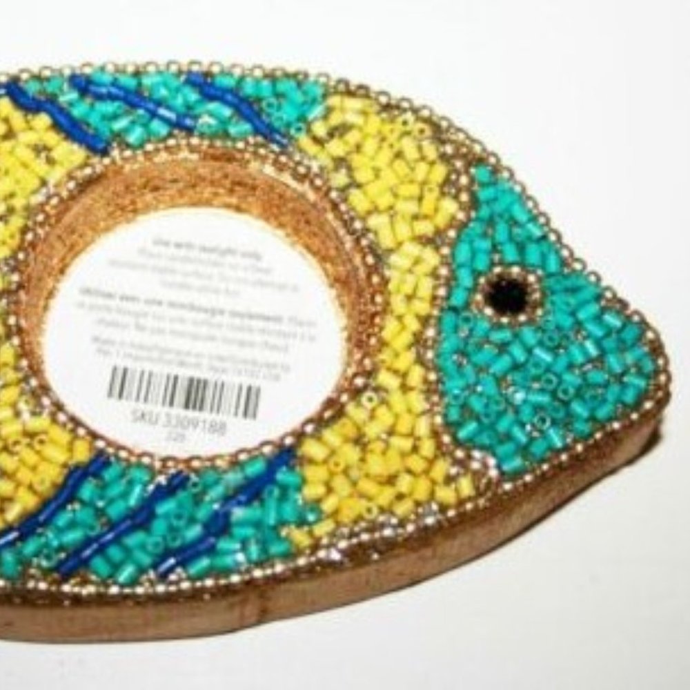 Pier One Beaded Fish Tealights - Set of 2